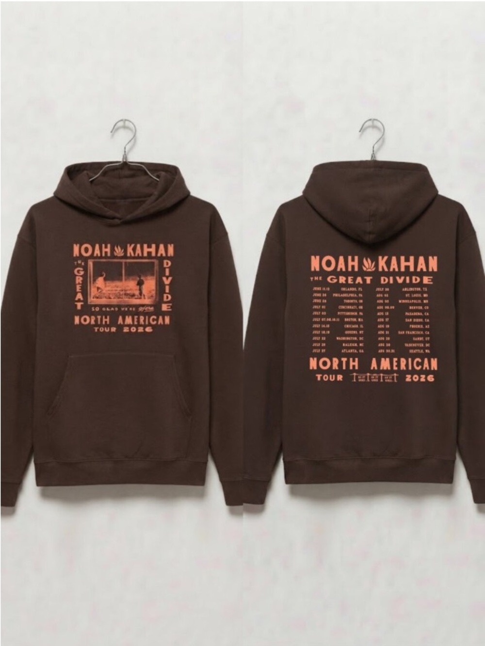 Gildan Brown Noah Kahan North American Tour 2026 Hoodie, Gift For Music Lover